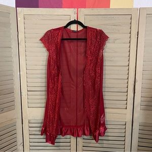 Avidlove Women’s XXL Crimson Red Short-sleeve Chemise w/ Floral Design